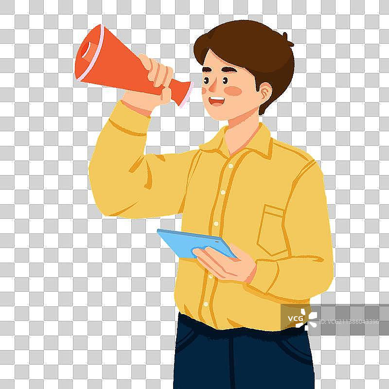 拿着喇叭喊话的男人图片素材