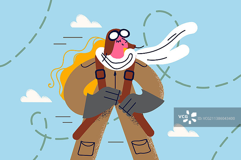 身穿复古制服的微笑男飞行员图片素材