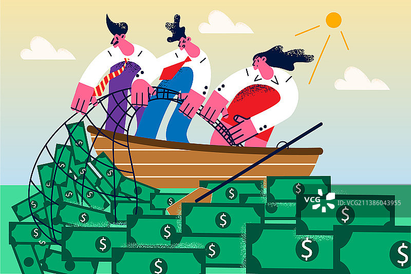 商人在船上用网捕鱼图片素材