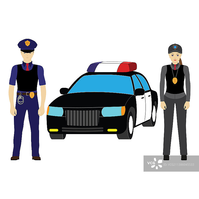 警车旁的警察图片素材