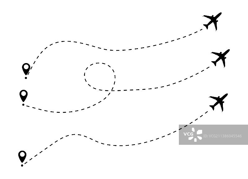 飞机旅游路线虚线图图片素材