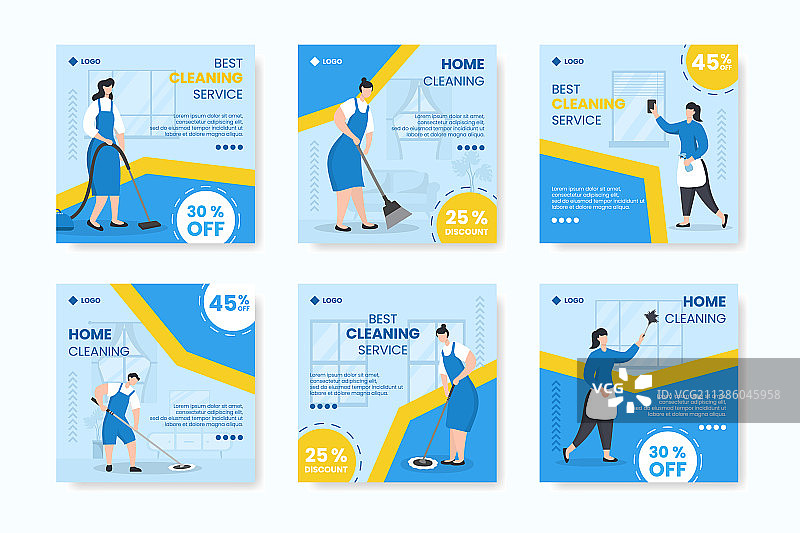 家庭清洁服务方形帖子图片素材