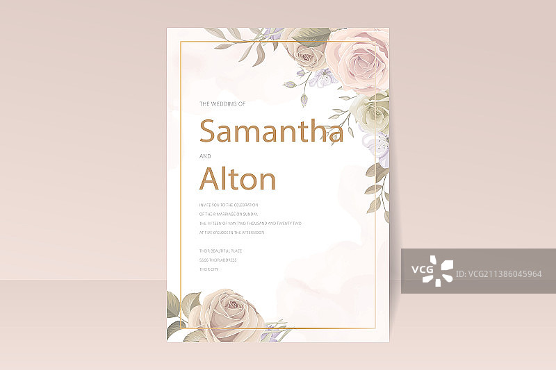 美丽柔和的鲜花和树叶婚礼图片素材