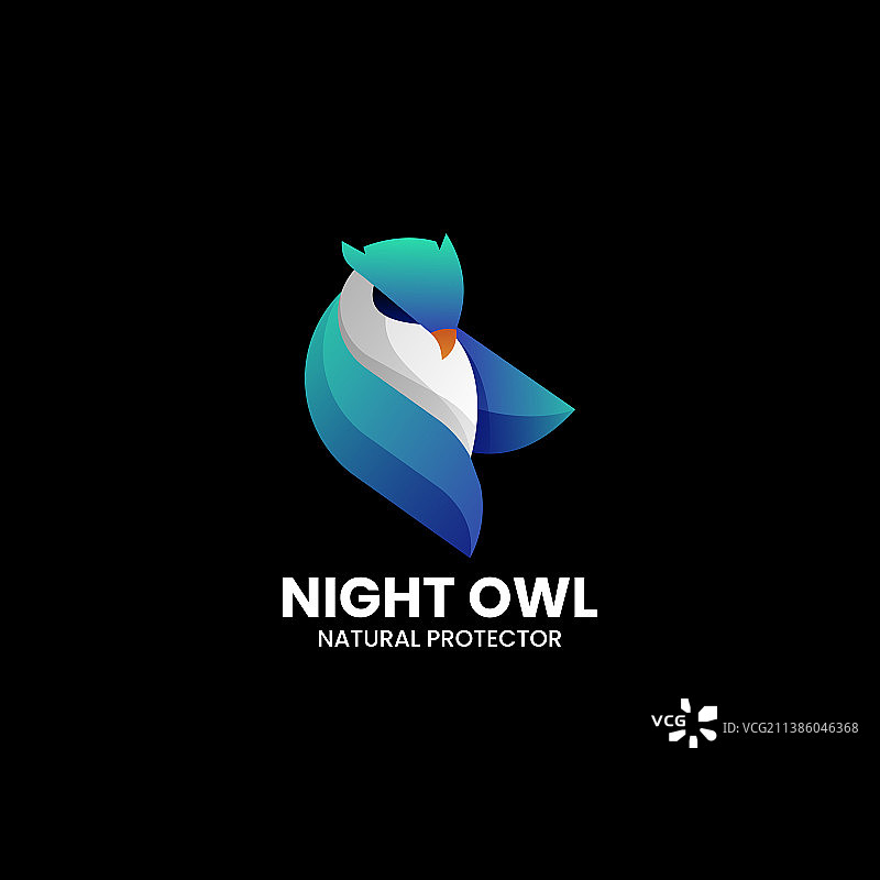 渐变彩色夜猫头鹰标志图片素材