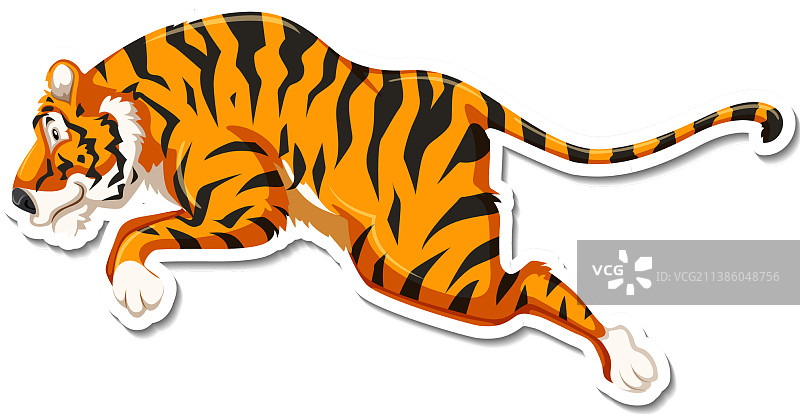 白色背景上的卡通跳跃老虎图片素材