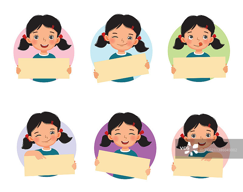 手拿空白纸张的可爱小女孩图片素材