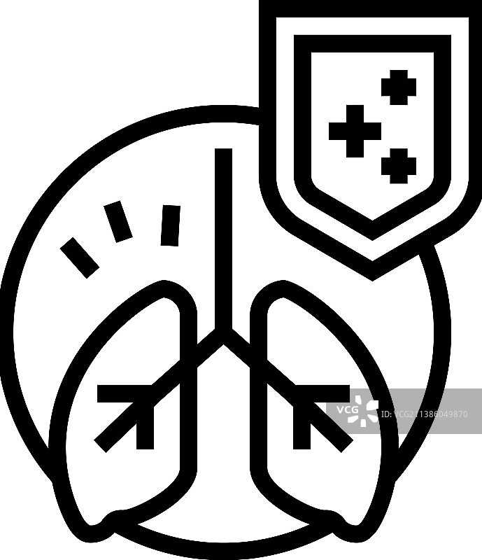 肺部免疫防御线条图标图片素材