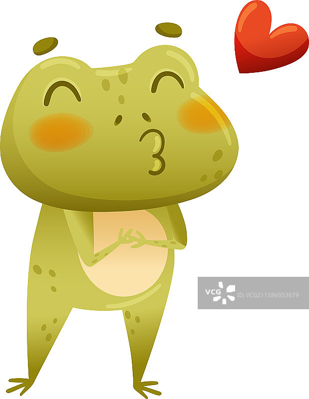 可爱的青蛙传递爱意绿色蟾蜍角色图片素材