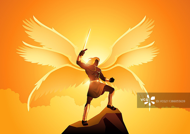 长着六个翅膀的米迦勒天使图片素材