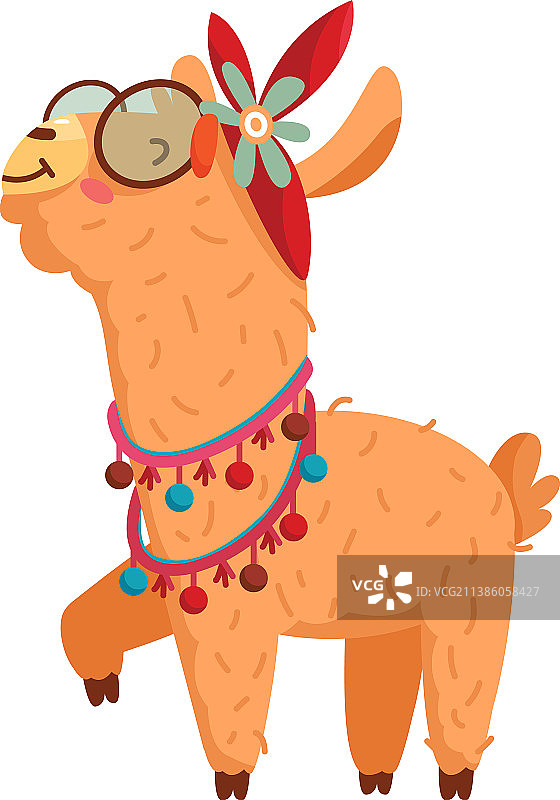 趣味卡通美洲驼可爱秘鲁羊驼图片素材