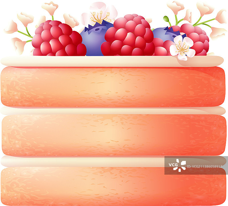 顶部有浆果甜奶油的千层蛋糕图片素材