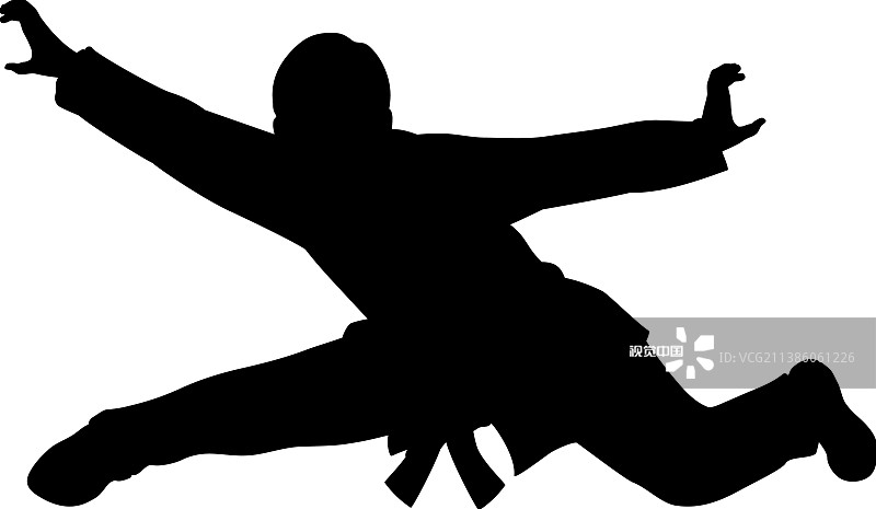 男人训练武术豹姿剪影图片素材