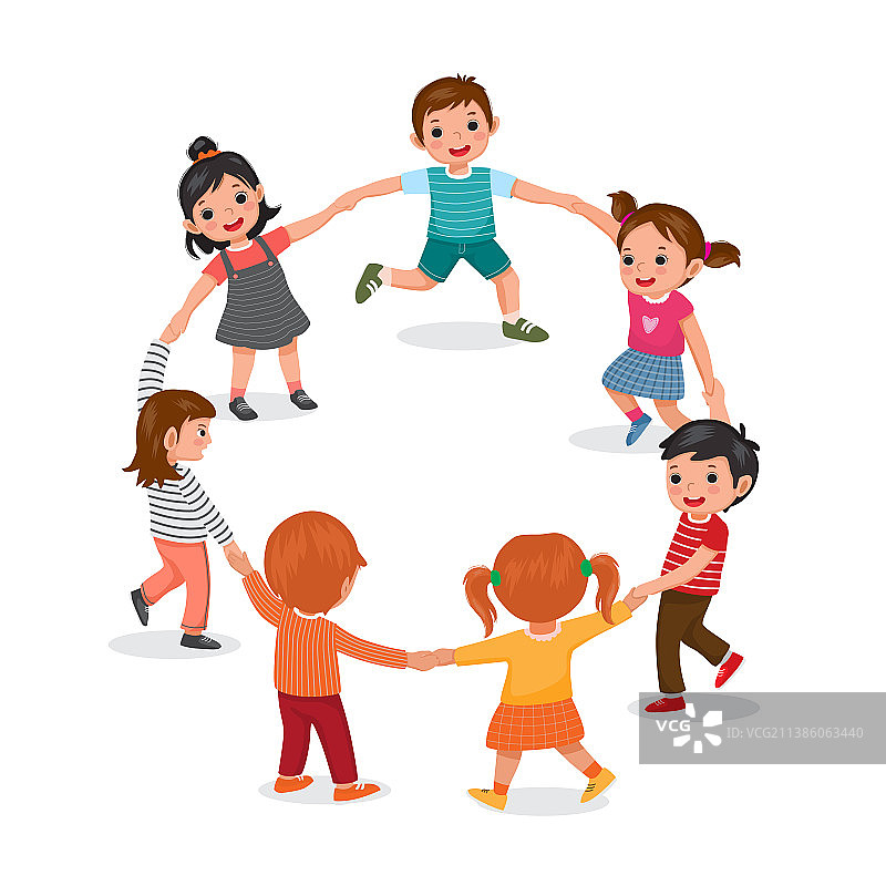 孩子们手拉手围圈图片素材
