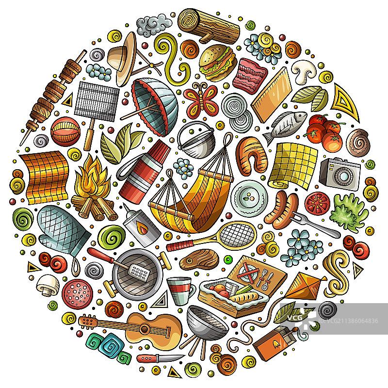 野餐卡通涂鸦元素合集图片素材