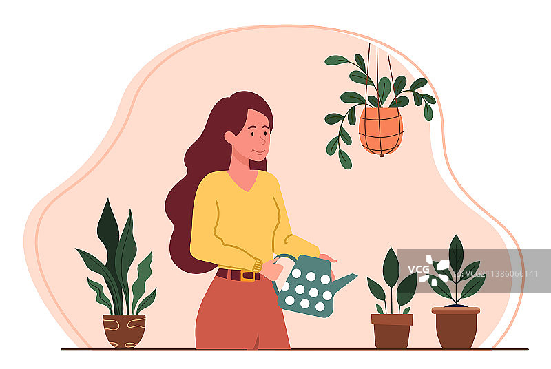 拿着喷壶的女人图片素材