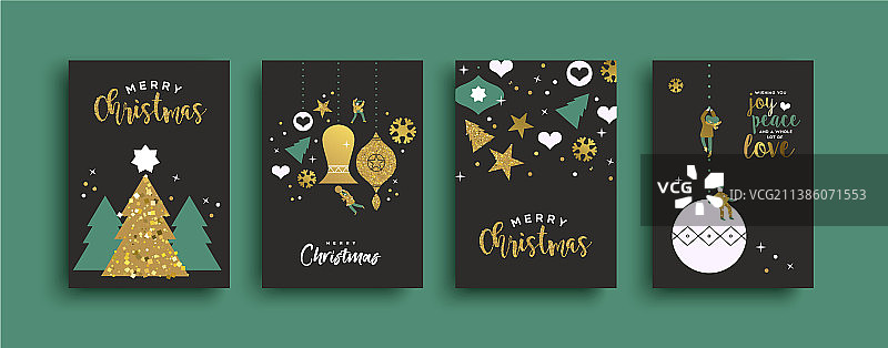 圣诞节优雅贺卡套装图片素材