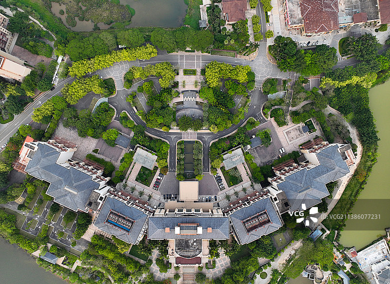 广东省惠州市惠城区汝湖雅居乐白鹭湖湿地公园沙滩航拍图片素材