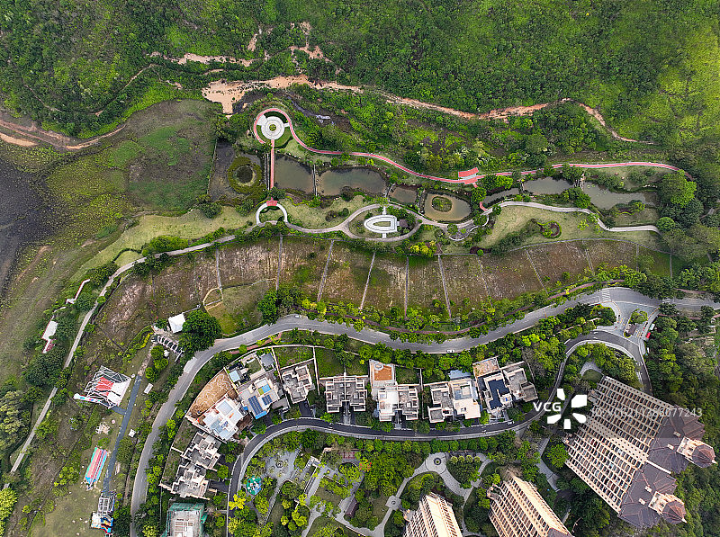 广东省惠州市惠城区汝湖雅居乐白鹭湖湿地公园沙滩航拍图片素材