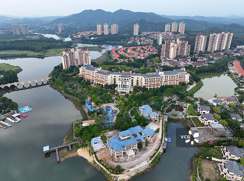 广东省惠州市惠城区汝湖雅居乐白鹭湖湿地公园沙滩航拍图片素材