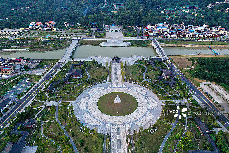 广东省韶关市曲江区南华禅寺曹溪文化小镇航拍图片素材