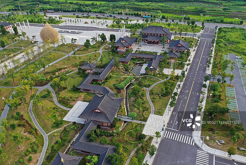广东省韶关市曲江区南华禅寺曹溪文化小镇航拍图片素材