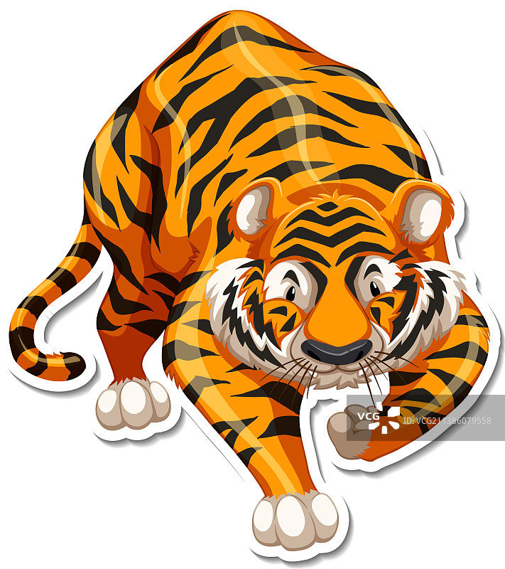 白色背景下的老虎卡通角色图片素材
