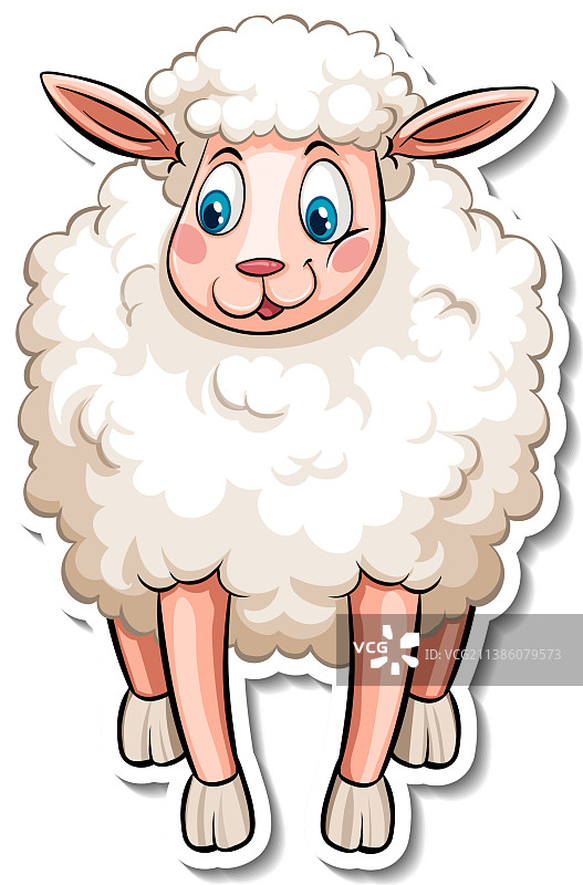卡通绵羊农场动物贴纸图片素材