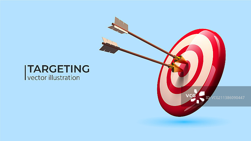 逼真3D红色靶心箭头设计图片素材