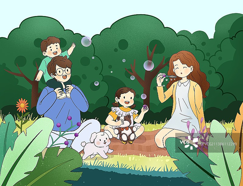 家人在快乐地郊游玩耍图片素材