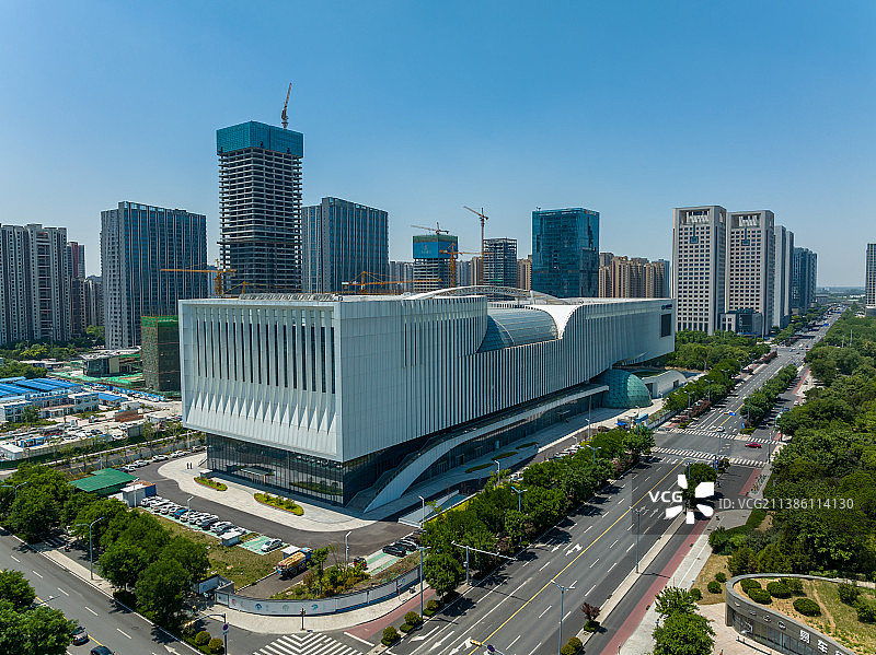 中国山东省科技馆新馆航拍图片素材