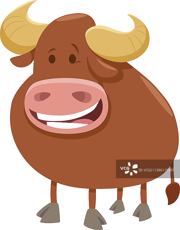 卡通趣味公牛农场动物角色图片素材