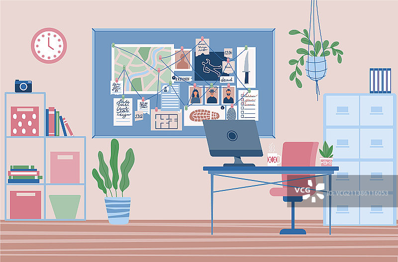 侦探办公室内部概念设计图片素材