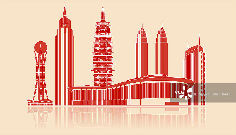 常州城市剪纸矢量图图片素材