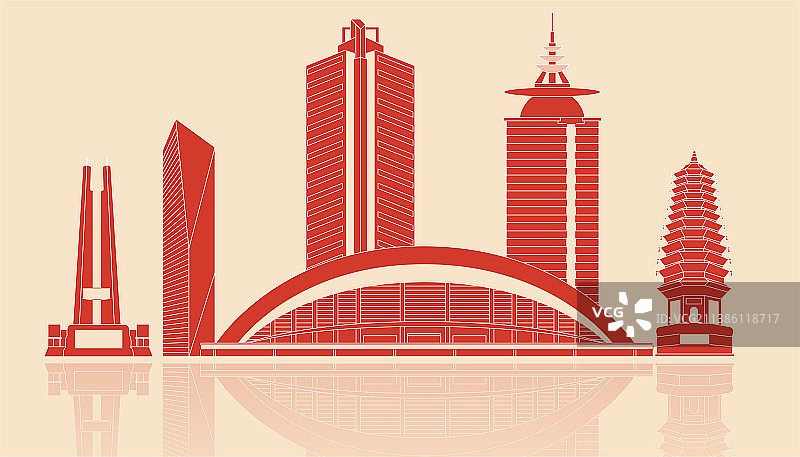 唐山城市剪纸矢量图图片素材