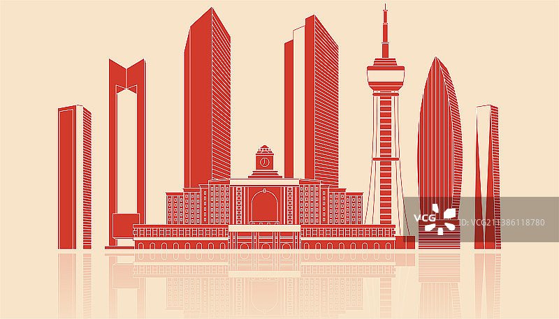 长春城市剪纸矢量图图片素材