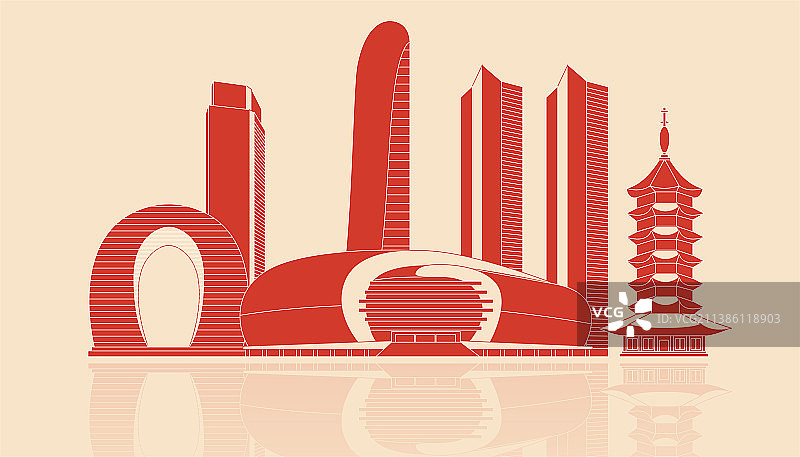 湖州城市剪纸矢量图图片素材