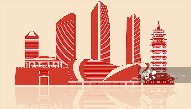 金华城市剪纸矢量图图片素材