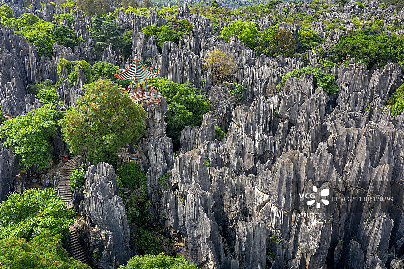 石林风景区    石林胜境    石林望峰亭图片素材