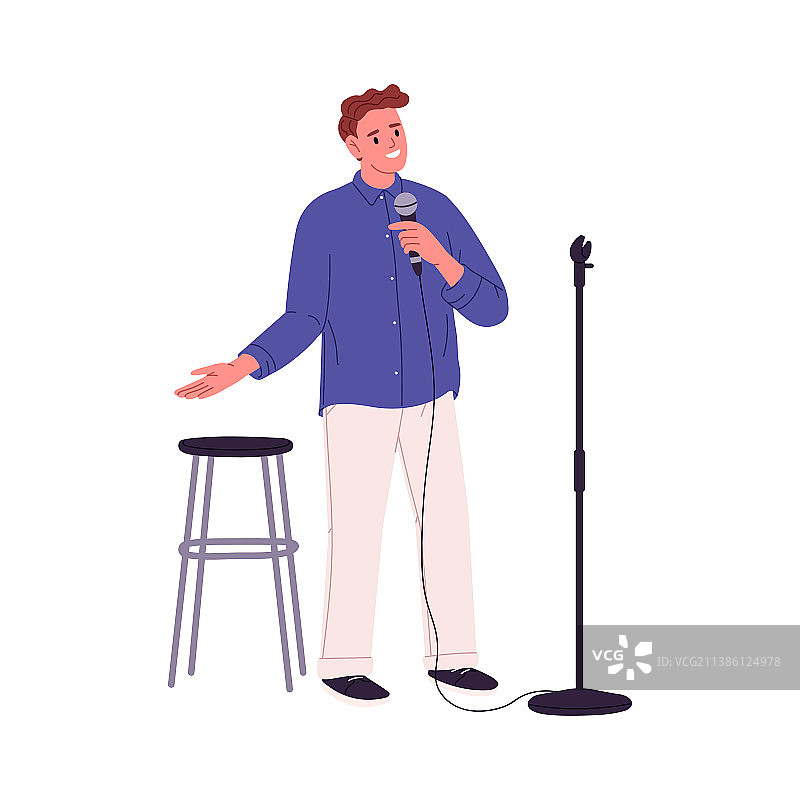 男人拿着麦克风表演单口喜剧图片素材