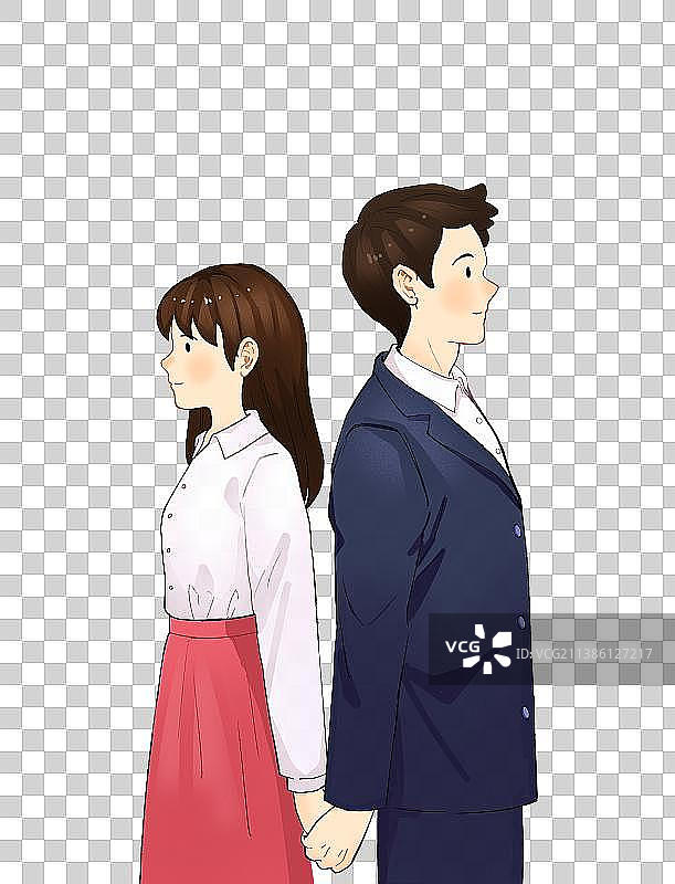 情侣爱恋插画免抠素材图片素材