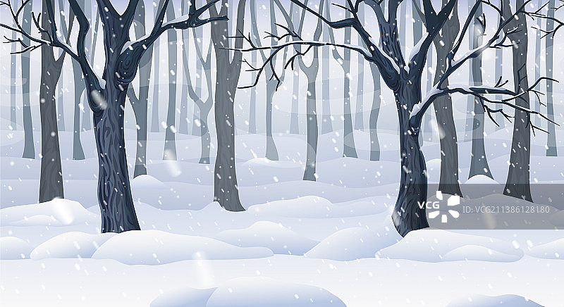 神秘冬季森林景观无缝背景图片素材