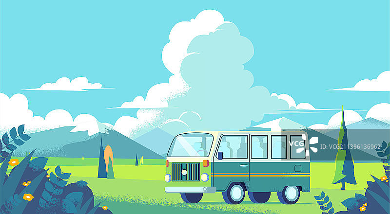 夏天旅行夏至立夏风景插画图片素材