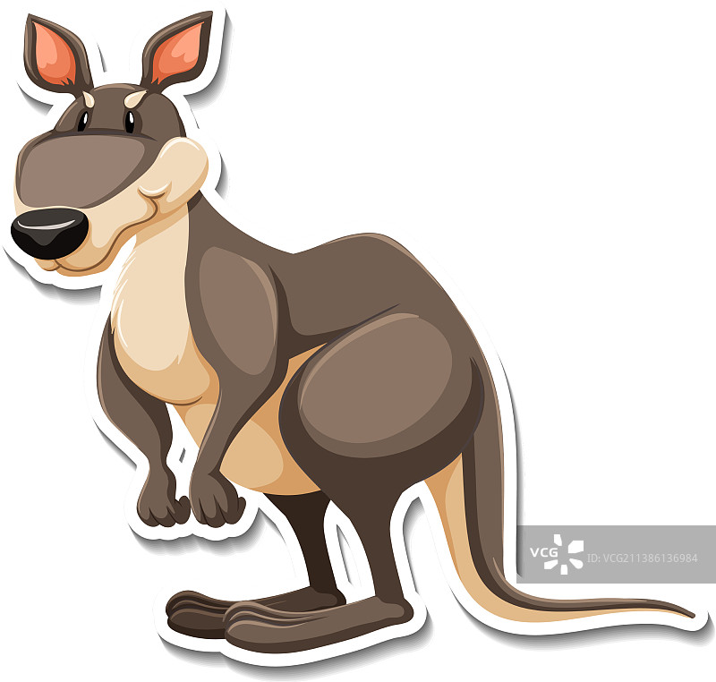 袋鼠卡通人物贴纸图片素材