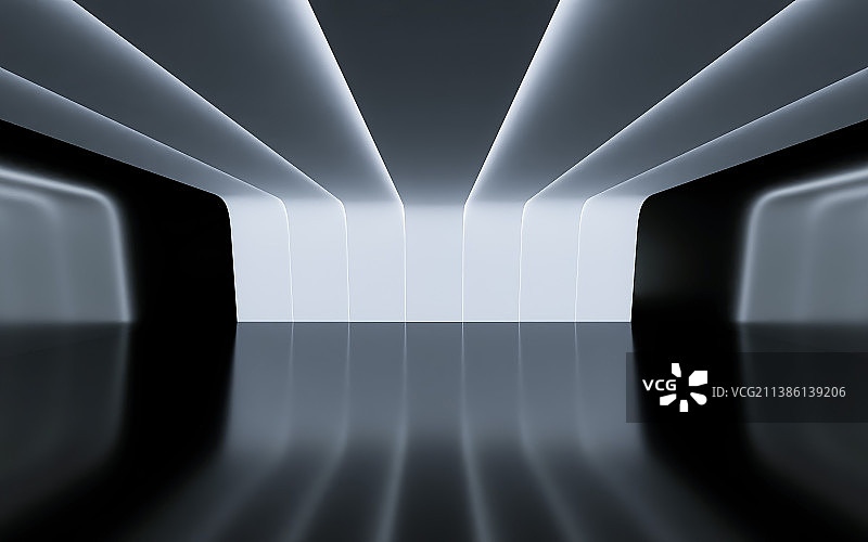 简约走廊过道,科技感立体空间广告背景图片素材