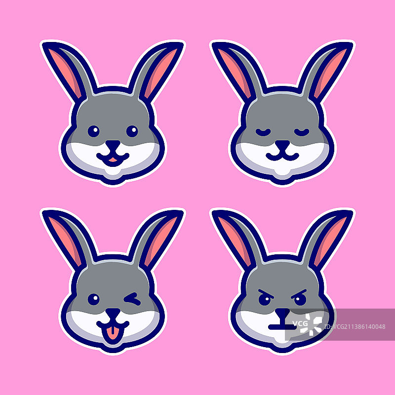 可爱兔子头卡通形象合集图片素材