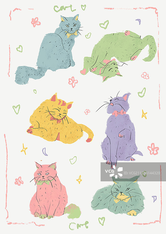 猫咪插画图片素材
