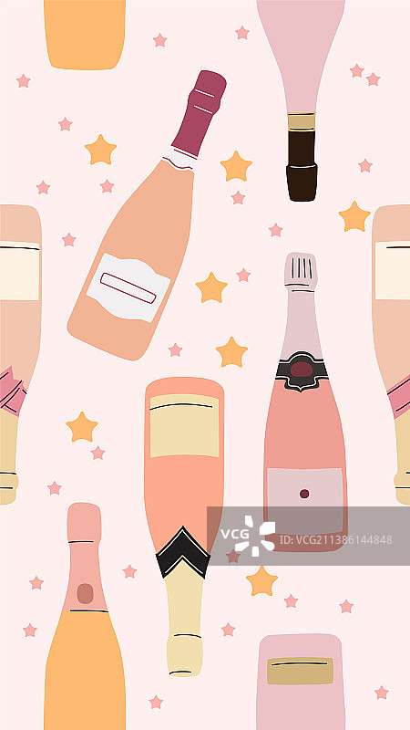 闪光酒瓶无缝图案图片素材
