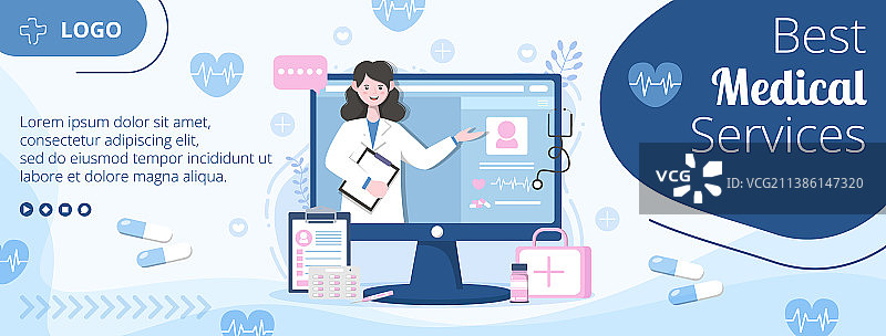 医疗保健扁平风格封面设计图片素材