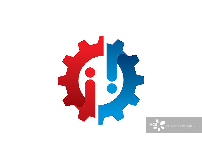 人物与齿轮logo模板图标符号图片素材