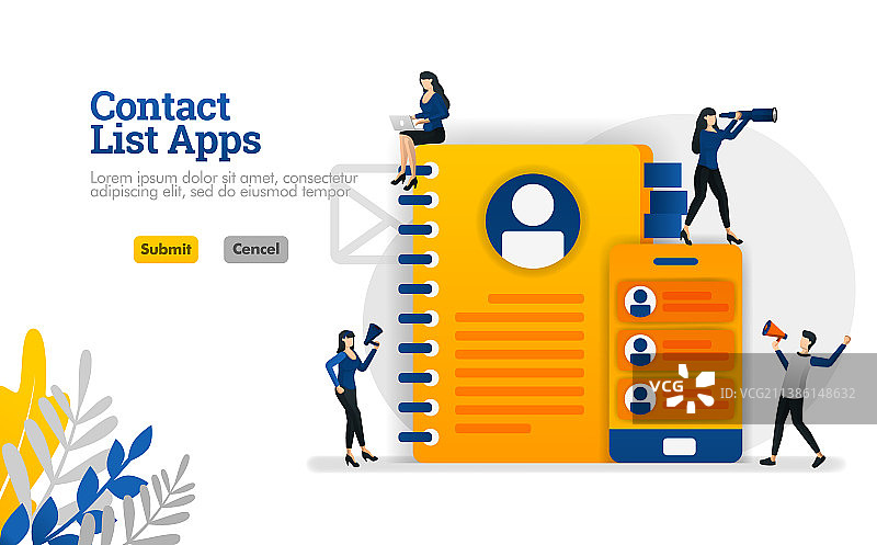 移动设备和提醒的联系人列表应用图片素材